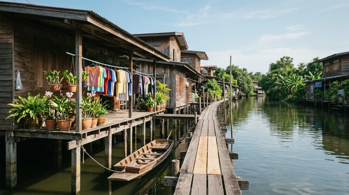 The Chao Phraya riverbank near the bangkok river piers used for Wat Arun and the Thonburi khlongs